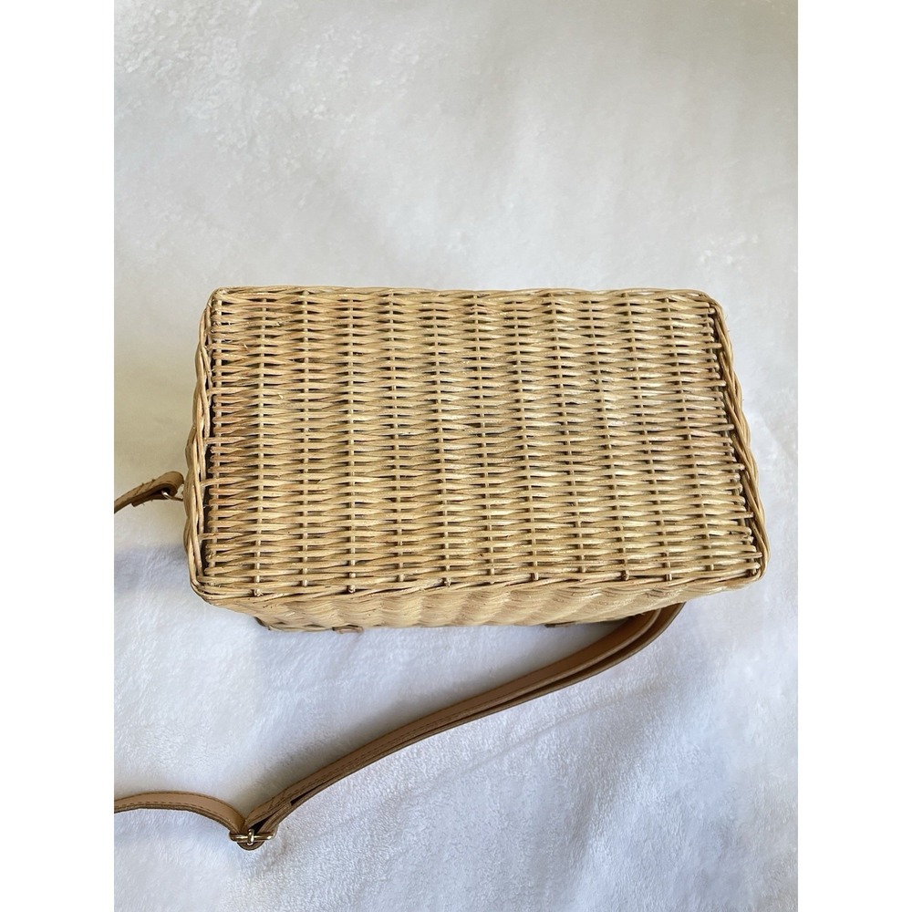 KAYU Mia leather-trimmed wicker shoulder bag Leather Straps Basket Bag Summer - Picture 4 of 12